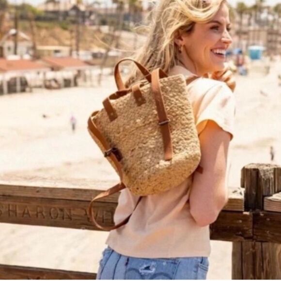 NWT XIX Palms Beachly The Shore Break Jute Insulated Picnic Cooler Backpack NEW - Picture 10 of 16